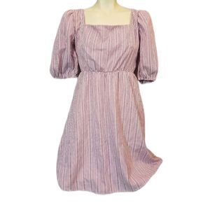 Fraiche by J Red Gingham Puffy‎ Sleeve Dress Sz Medium